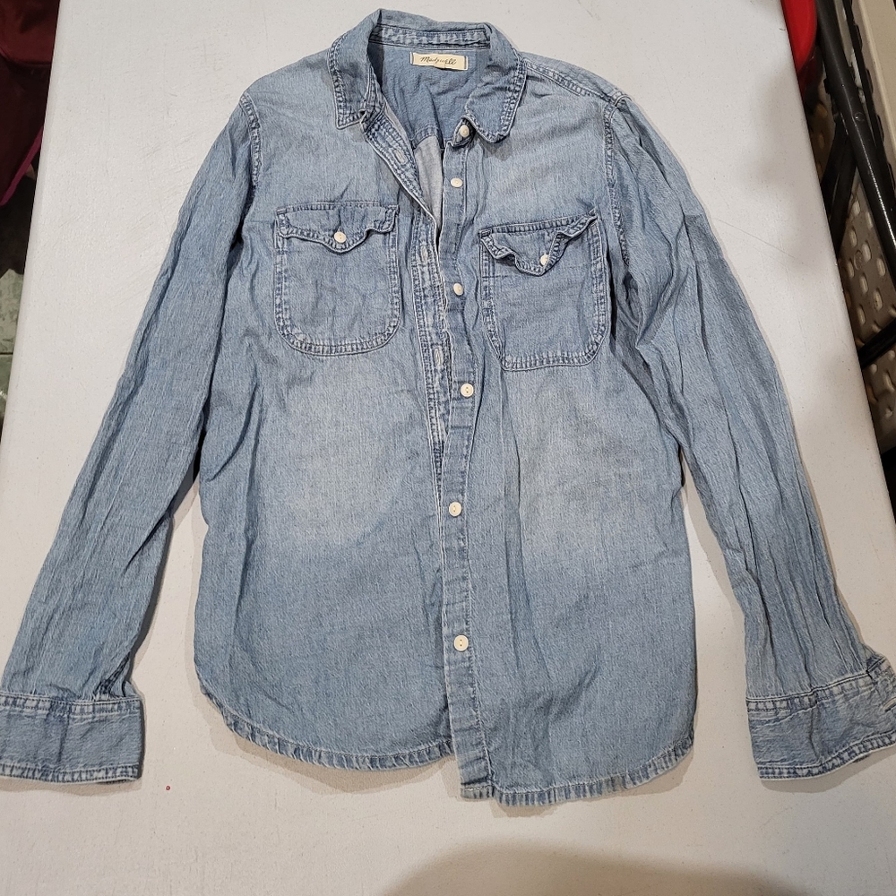 Madewell Women's Blue Button Down Shirt